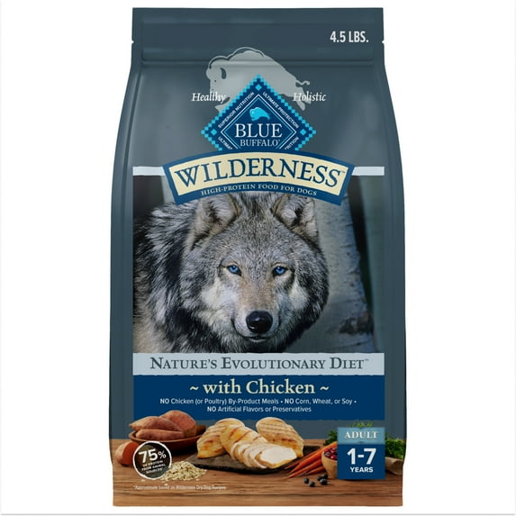 Blue Buffalo Wilderness Natural Dry Dog Food Plus Wholesome Grains, Chicken, 4.5 lbs.
