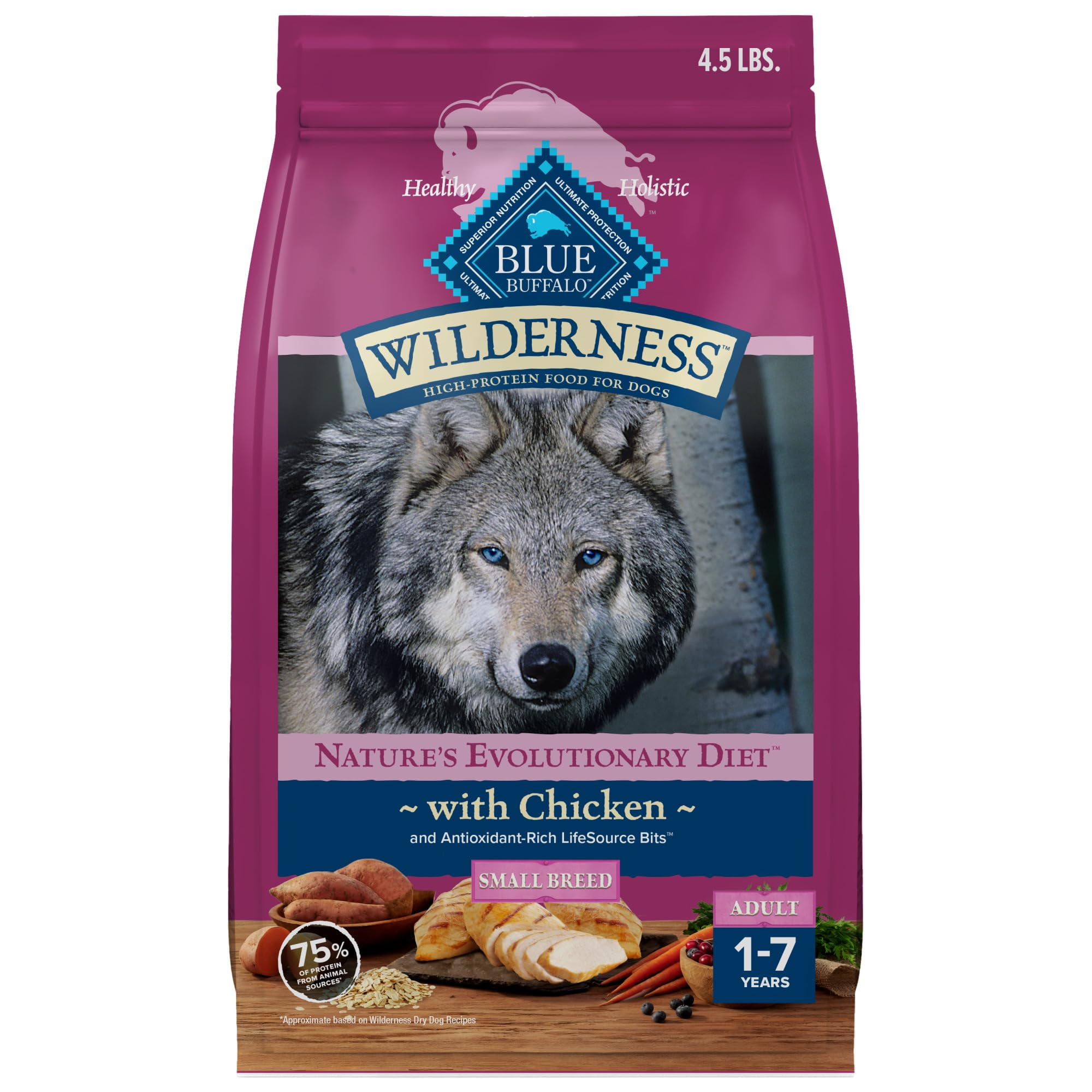 Blue Buffalo Wilderness Adult YPF5 Small Breed Dry Dog Food with Real