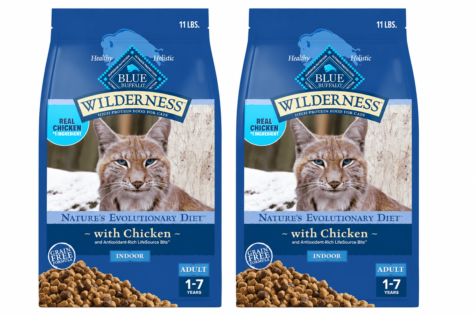 Blue Buffalo Wilderness Chicken High-Protein Grain-Free Adult Indoor Dry Cat Food, 11 lb (2 Pack)