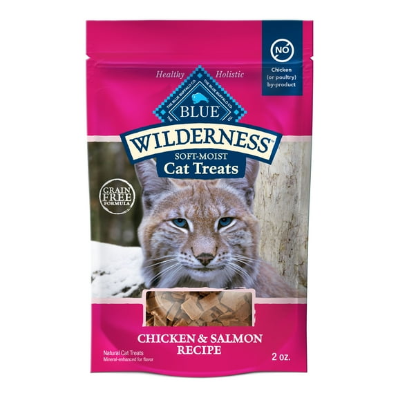 Blue Buffalo Wilderness Chicken & Salmon Flavor Dry Soft Treats for Cats, Grain-Free, 2 oz. Bag