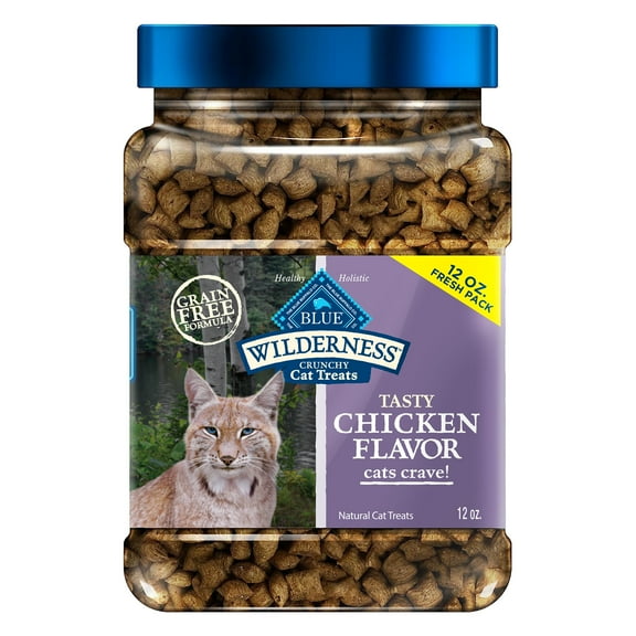 Blue Buffalo Wilderness Crunchy Dry Cat Treats, Natural & Grain-Free, Chicken, 12-oz. Tub