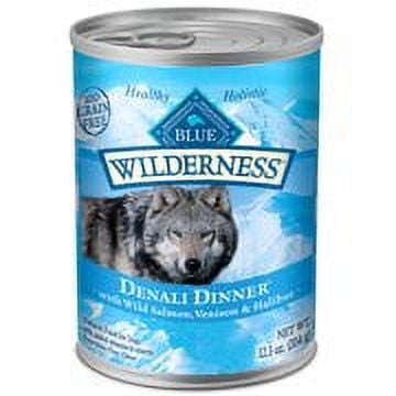 Blue Buffalo Wilderness Denali Dinner High Protein Grain Free, Natural Wet Dog Food, Wild Salmon, Venison & Halibut 12.5-oz can (pack of 12)