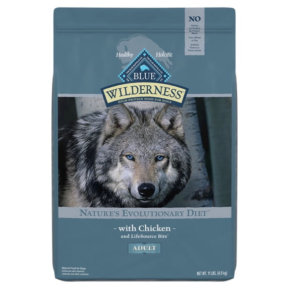 Blue Buffalo Wilderness High Protein Chicken Dry Dog Food for Adult Dogs, Grain-Free, 11 lb. Bag