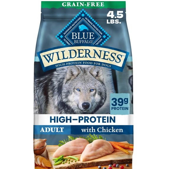 Blue Buffalo Wilderness High-Protein, Grain-Free Chicken Adult Dry Dog Food 4.5lb Bag