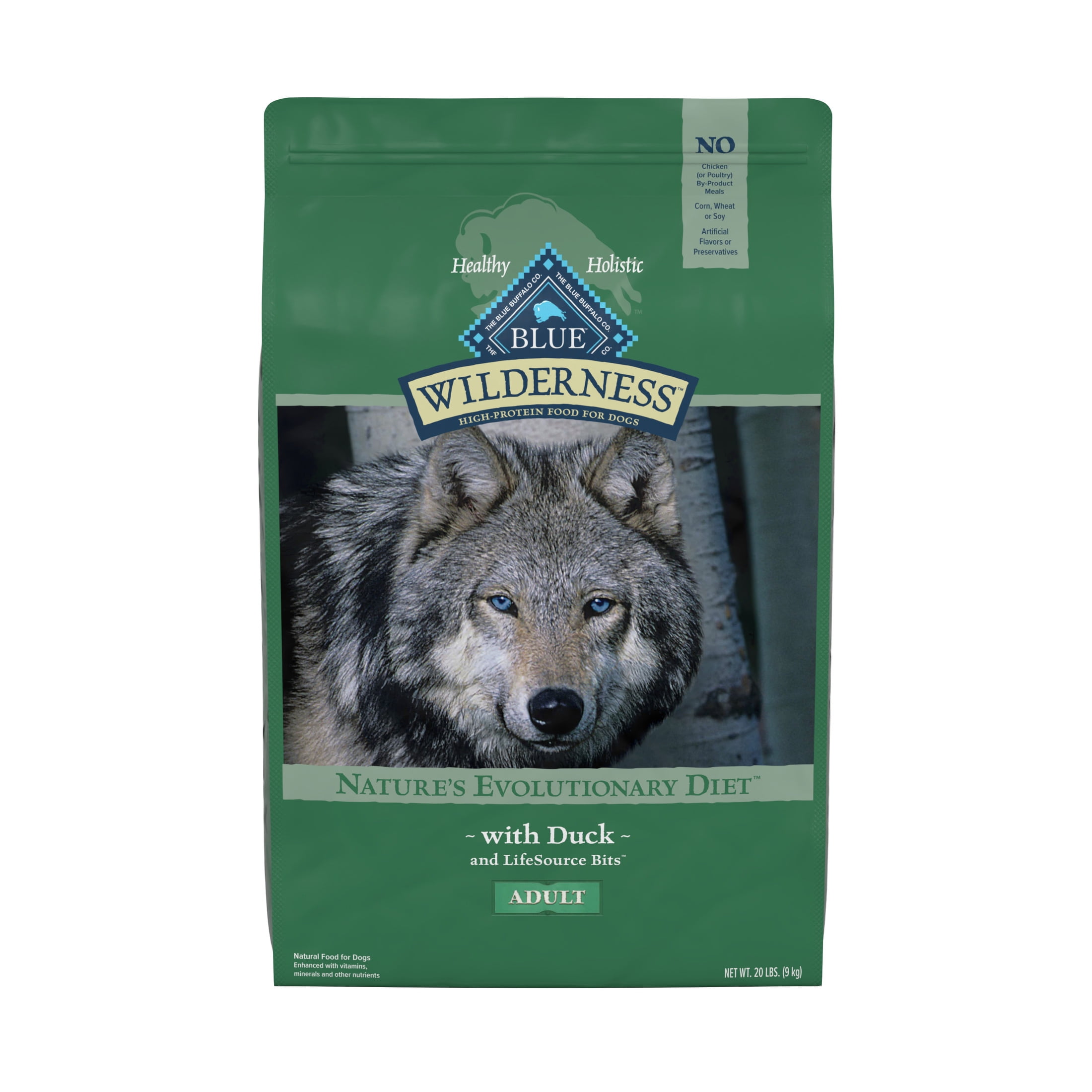 Blue Buffalo Wilderness High Protein, Natural Adult Dry Dog Food, Duck 20-lb
