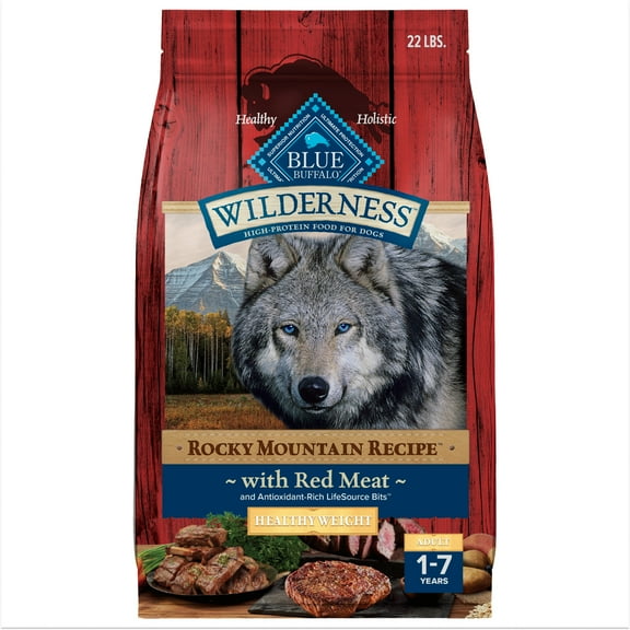 Blue Buffalo Wilderness High-Protein Healthy Weight Adult Dry Dog Food, Red Meat, 22lb Bag