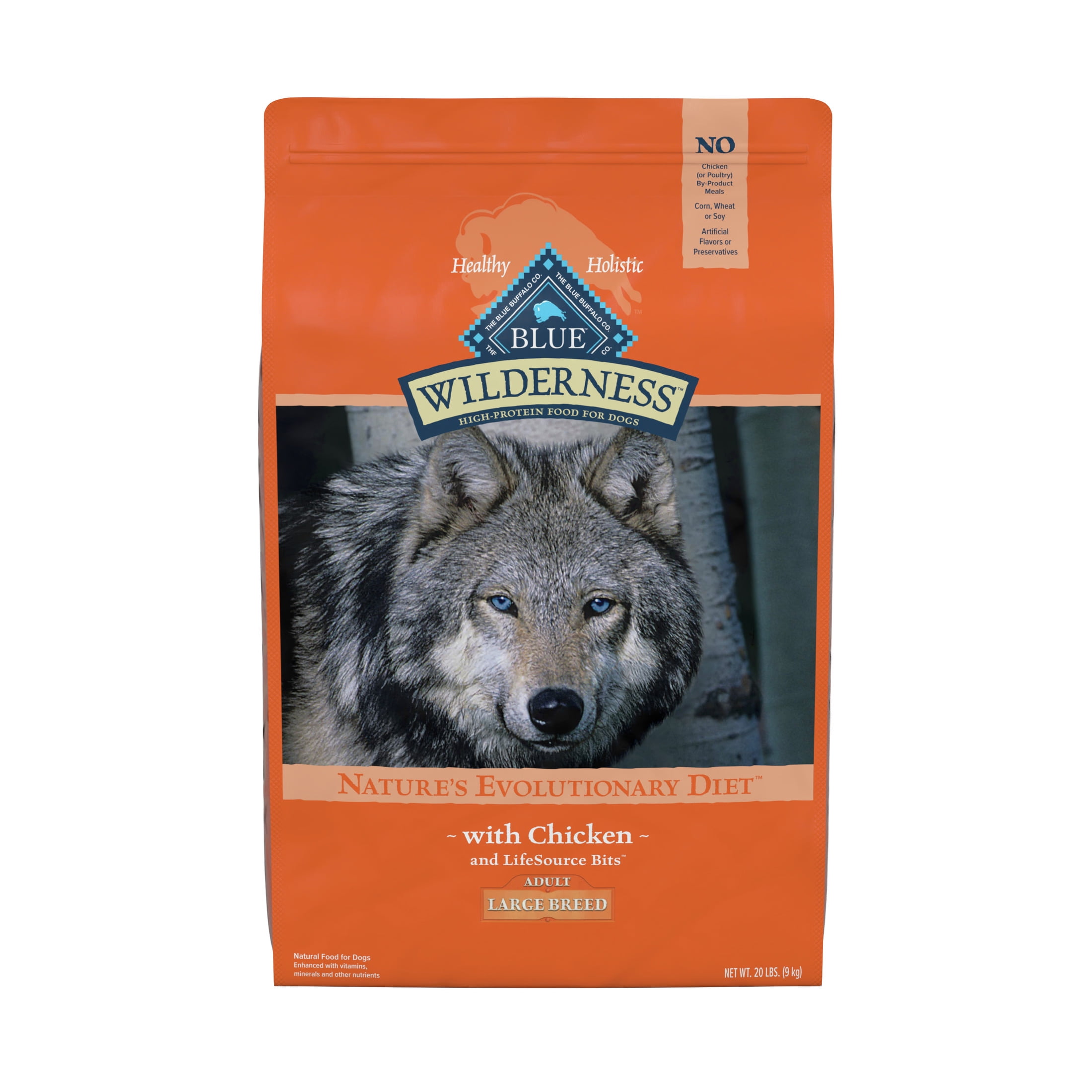 Blue Buffalo Wilderness High Protein, Natural Adult Large Breed Dry Dog Food, Chicken 20-lb