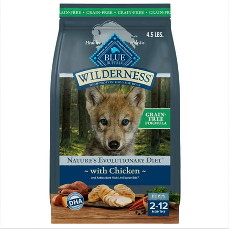 Blue Buffalo Wilderness High-Protein Puppy Dry Dog Food, Chicken, 4.5-lb. Bag