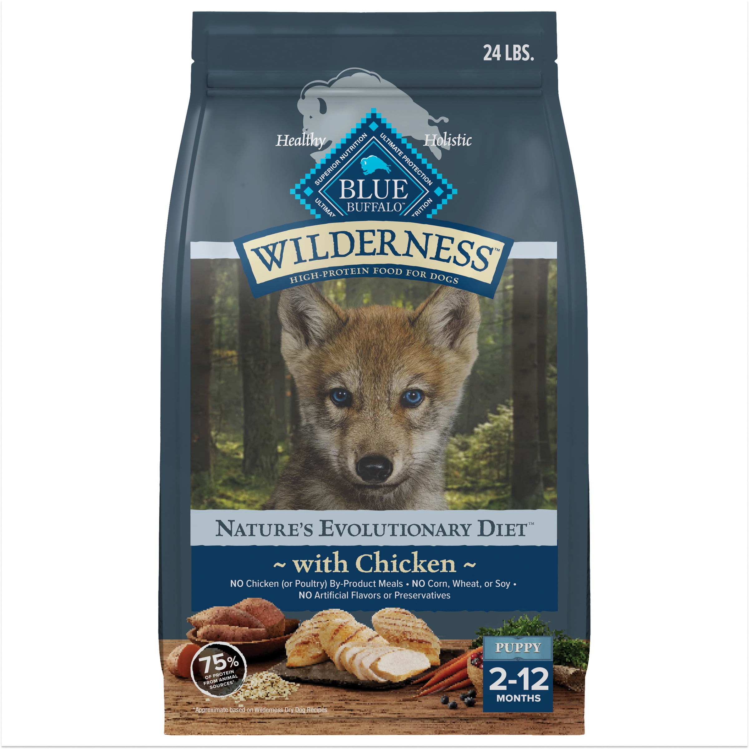 Blue Buffalo Wilderness High Protein Natural Puppy Dry Food Chicken Recipe 4.5 lb. Bag
