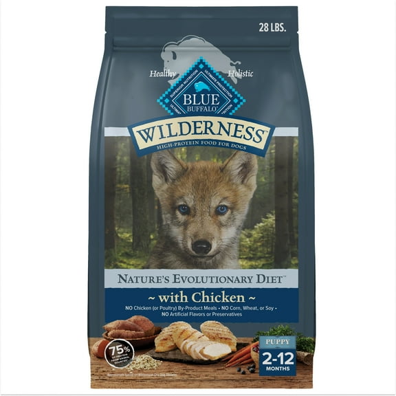 Blue Buffalo Wilderness High-Protein Natural Puppy Dry Food, Chicken Recipe, 28-lb Bag