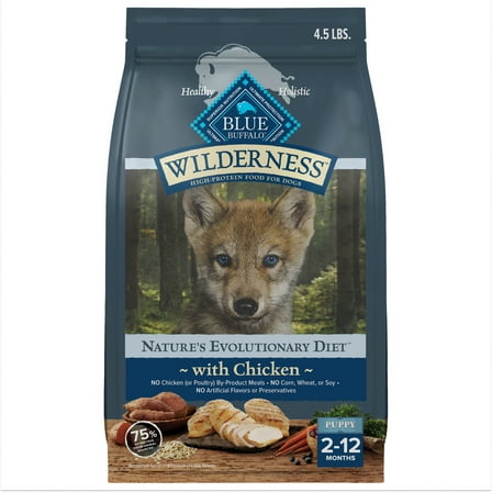 Blue Buffalo Wilderness High-Protein Natural Puppy Dry Food, Chicken Recipe, 4.5-lb. Bag