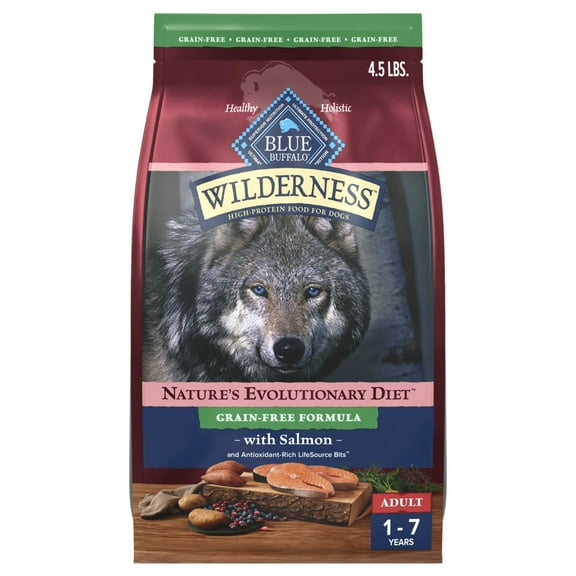 Blue Buffalo Wilderness Adult Grain-Free Dry Dog Food with Natural Ingredients, Salmon, 4.5-lb. Bag