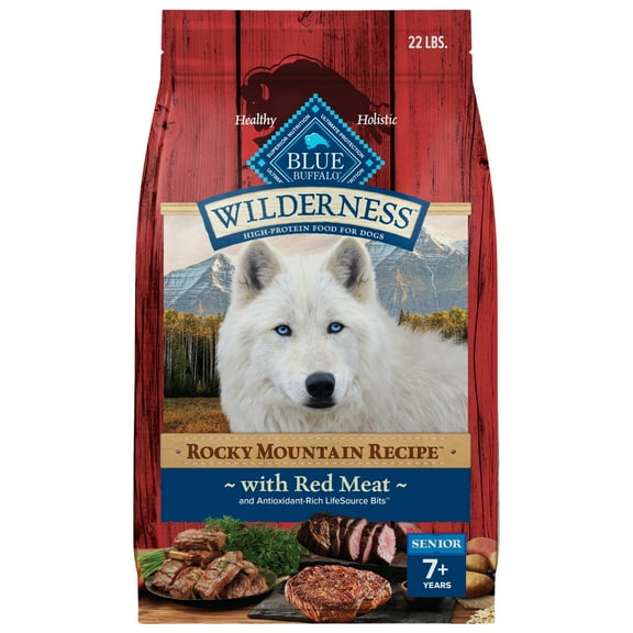 Blue Buffalo Wilderness High-Protein Senior Dry Dog Food, Red Meat, 22lb Bag