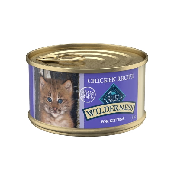 Blue Buffalo Wilderness High-Protein Wet Kitten Food, Chicken Pate, 3-oz. Can
