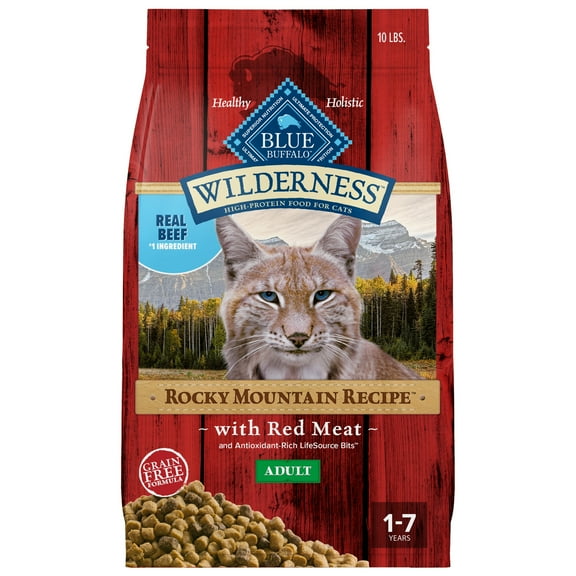 Blue Buffalo Wilderness Natural Dry Cat Food, Rocky Mountain Recipe, Red Meat, 10-lb. Bag
