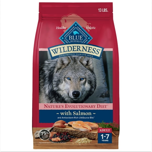 Blue Buffalo Wilderness Natural High-Protein Adult Dog Dry Food, Salmon Recipe, 13-lb.