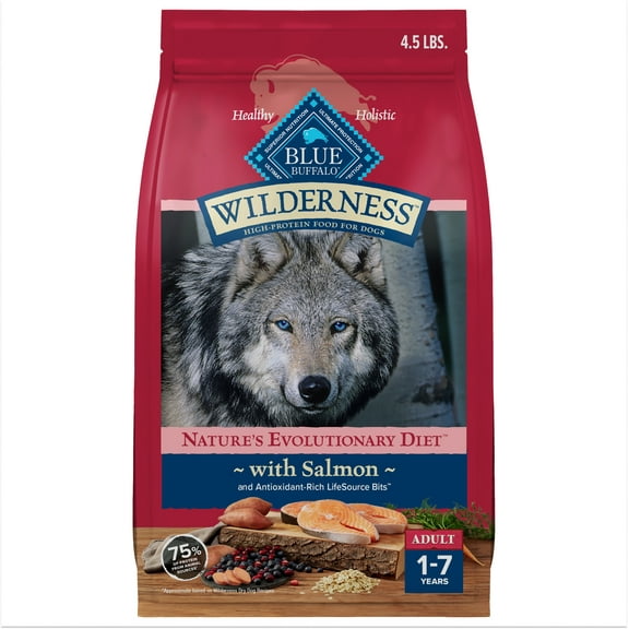 Blue Buffalo Wilderness Natural High-Protein Adult Dog Dry Food, Salmon Recipe, 4.5-lb.