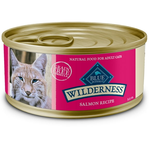 Blue Buffalo Wilderness High-Protein Adult Cat Wet Food, Salmon, 5.5-oz. Can