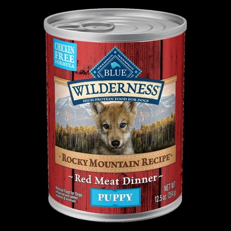 Blue Buffalo Wilderness Rocky Mountain Recipe High Protein Red Meat Wet Dog Food for Puppies, Grain-Free, 12.5 oz. Can