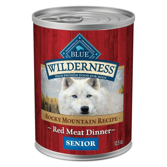 Blue Buffalo Wilderness Rocky Mountain Recipe High Protein Red Meat Wet Dog Food for Senior Dogs, Grain Free, 12.5 oz. Can