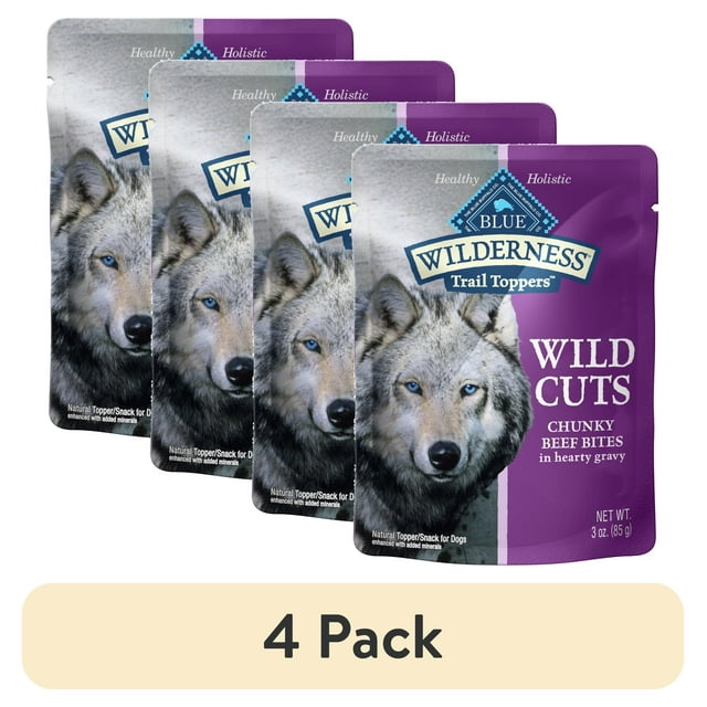 (4 pack) Blue Buffalo Wilderness Trail Toppers Wet Dog Food, Chunky