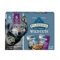 Blue Buffalo Wilderness Wild Cuts Wet Dog Food Toppers, Chicken & Beef, 3-oz. (12 Count)