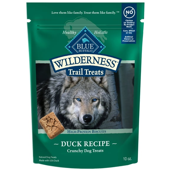 Blue Buffalo Wilderness Trail Treats Dog Biscuits Crunchy Dog Treats, Duck, 10-oz Bag