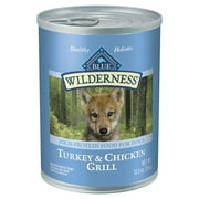 Blue Buffalo Wilderness High Protein, Natural Puppy Wet Dog Food, Turkey & Chicken Grill 12.5-oz Can