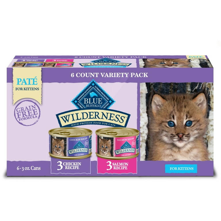 Blue Buffalo Wilderness Wet Kitten Food, Chicken Salmon Variety
