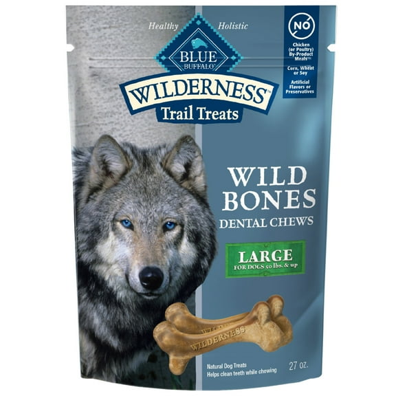 Blue Buffalo Wilderness Wild Bones Dental Chews Dog Treats, Large, 27-oz Bag