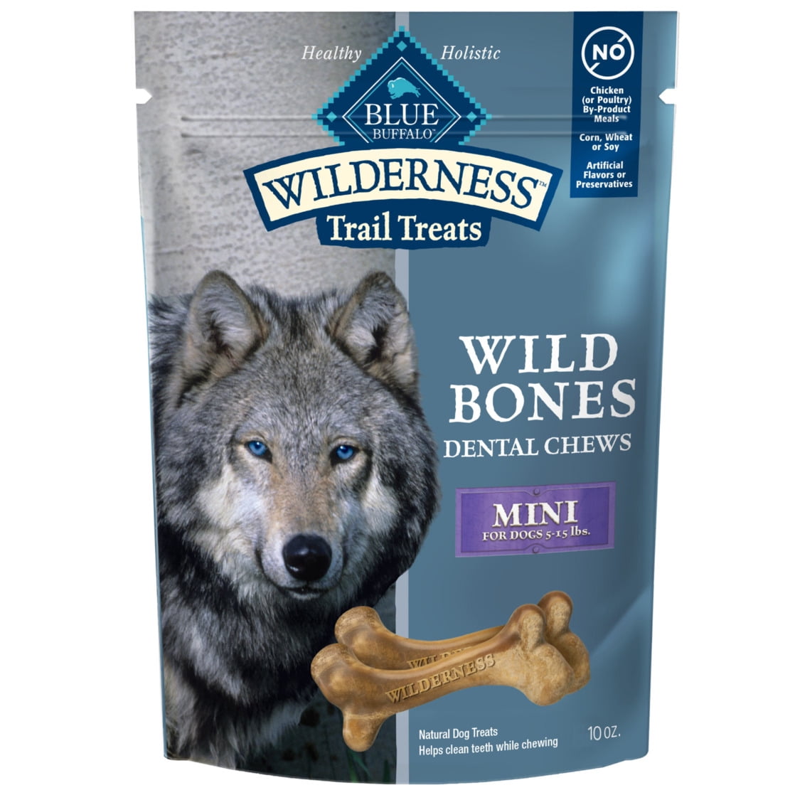 Blue Buffalo Wilderness Wild Bones Dental Chews Dog Treats, Mini, 10-oz Bag