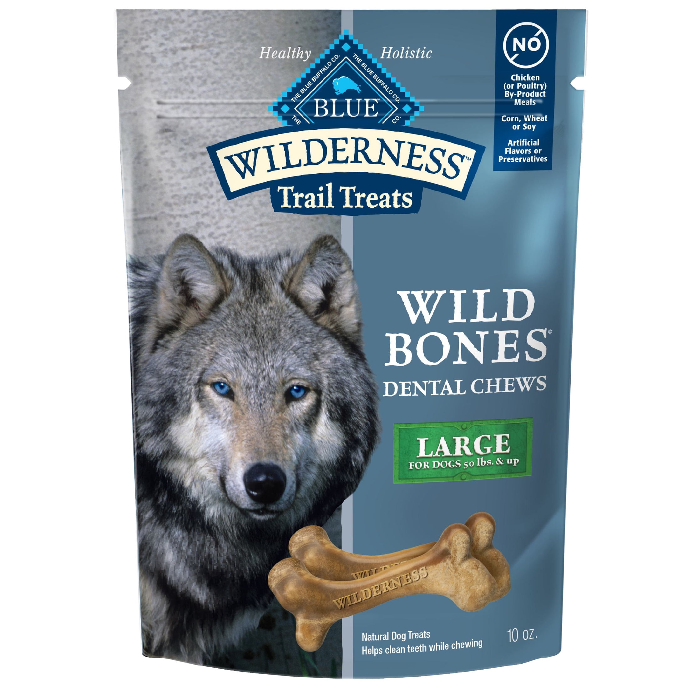 Blue Buffalo Wilderness Trail Treats Wild Bones, Large Dental Chews For Large Dogs, 10-oz.