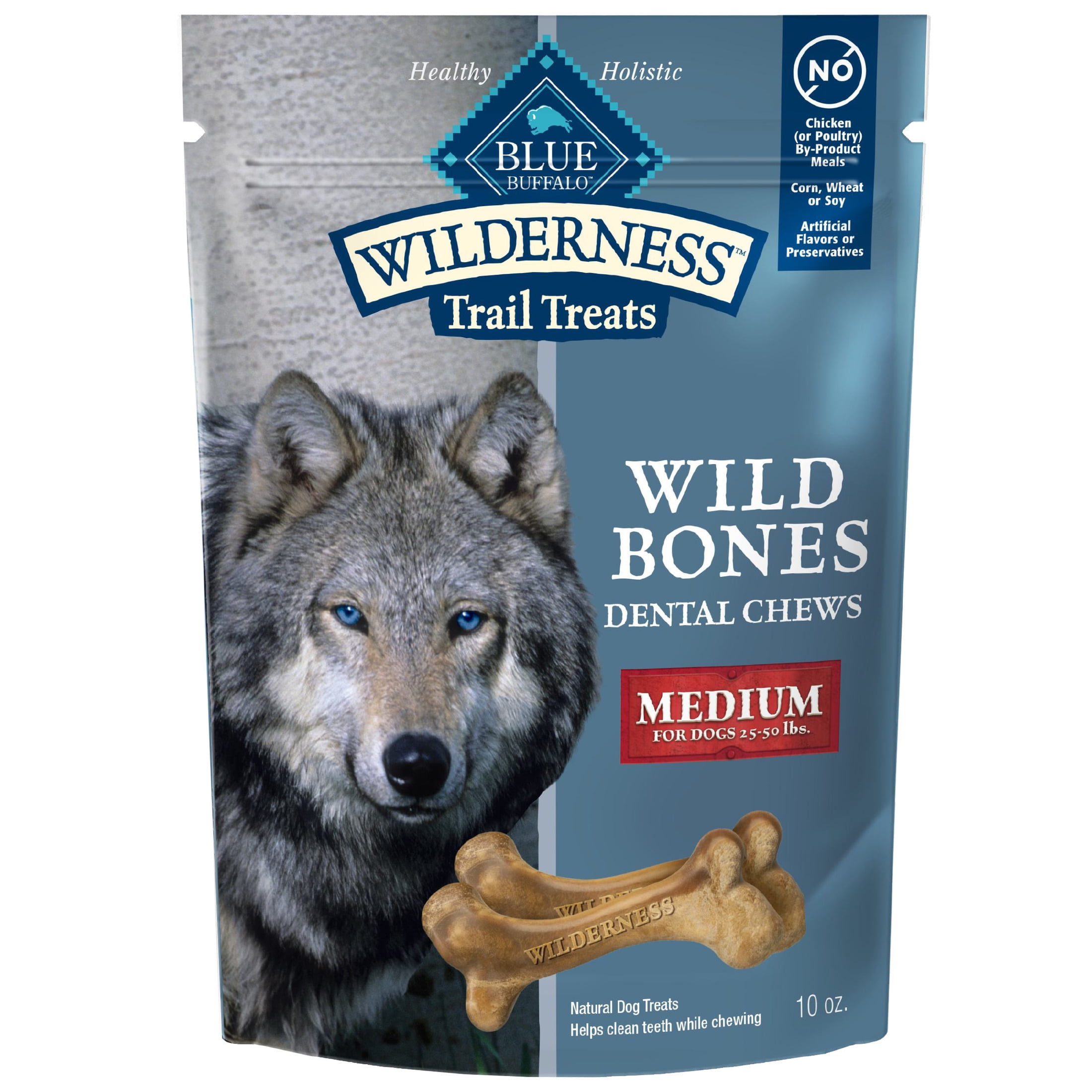 Blue Buffalo Wilderness Wild Bones Dental Chews Dog Treats, Regular, 10-oz Bag