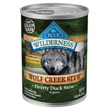 Blue Buffalo Wilderness Wolf Creek Stew High Protein Grain Free, Natural Wet Dog Food, Hearty Duck Stew in gravy 12.5-oz can (pack of 12)