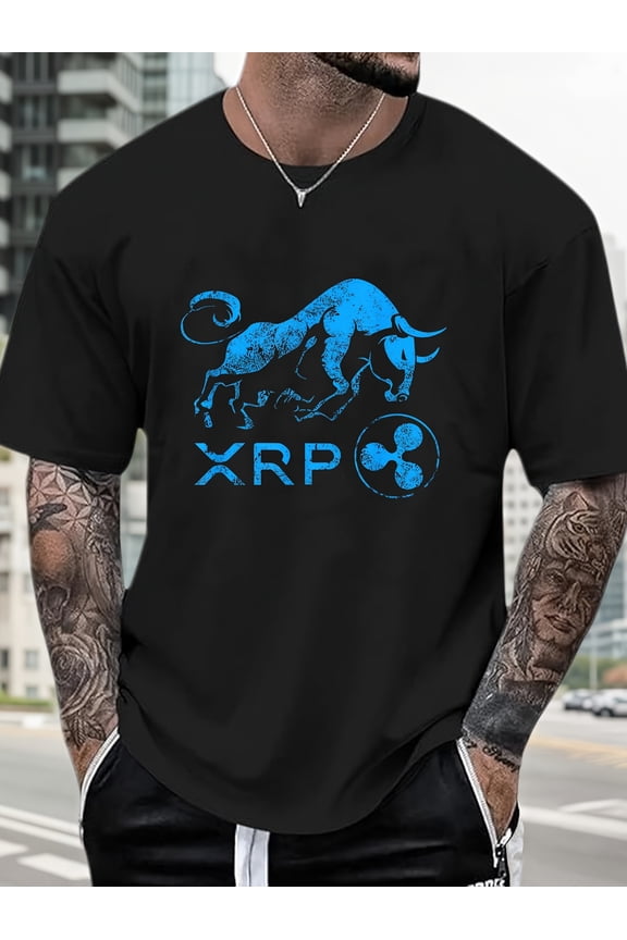 Blue Bull XRP Logo Creative Graphic T-shirt - Family and Friends Gifts - 7C208 - 100% Cotton Four Seasons Comfortable Round Neck Men'S Short Sleeve