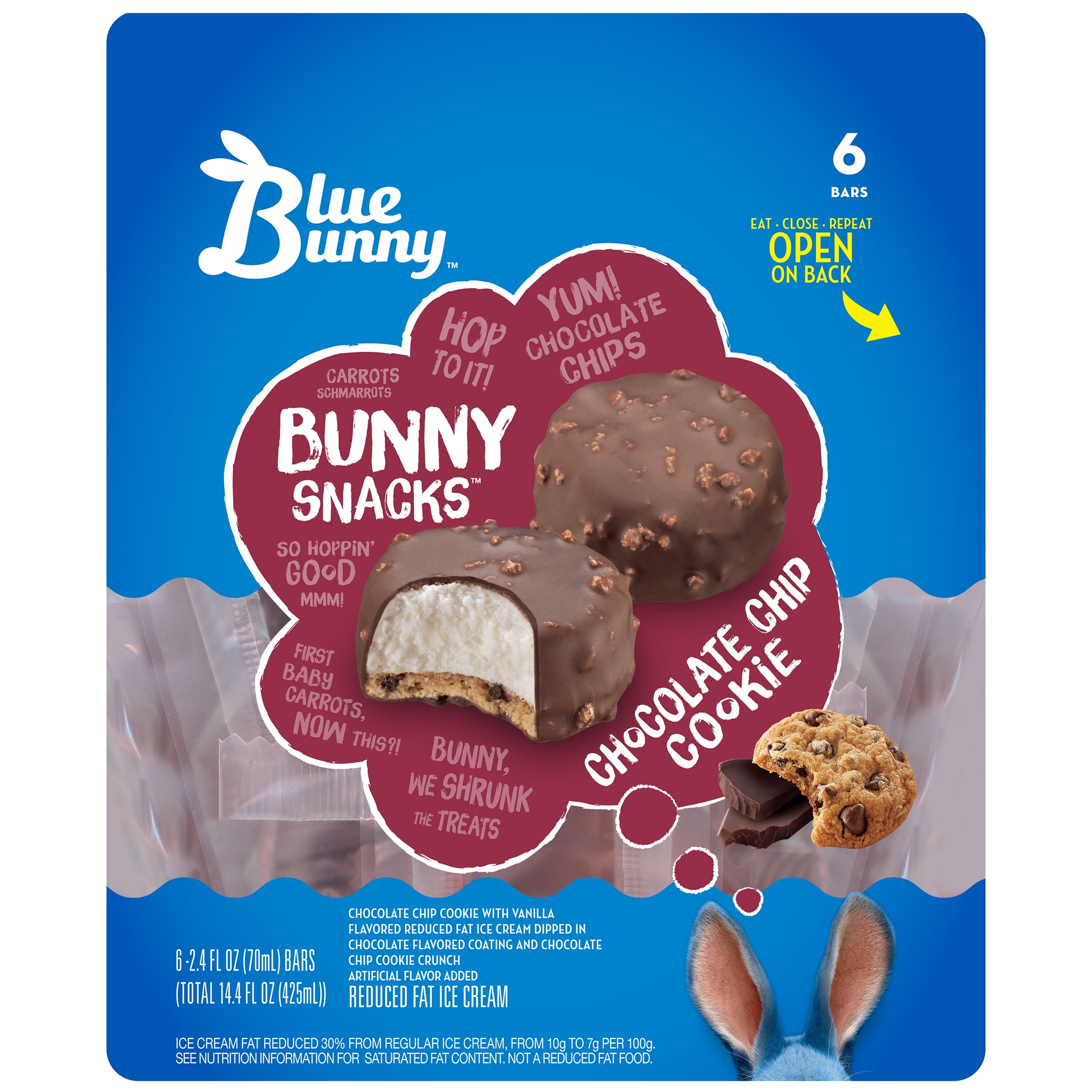 Blue Bunny Bunny Snacks Chocolate Chip Cookie , 6pk