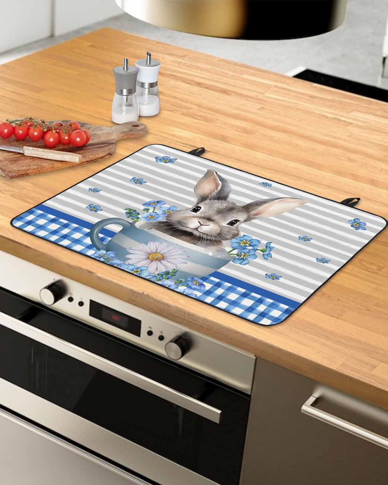 Blue Bunny Easter Stove Top Covers for Electric Stove, Heat Insulation