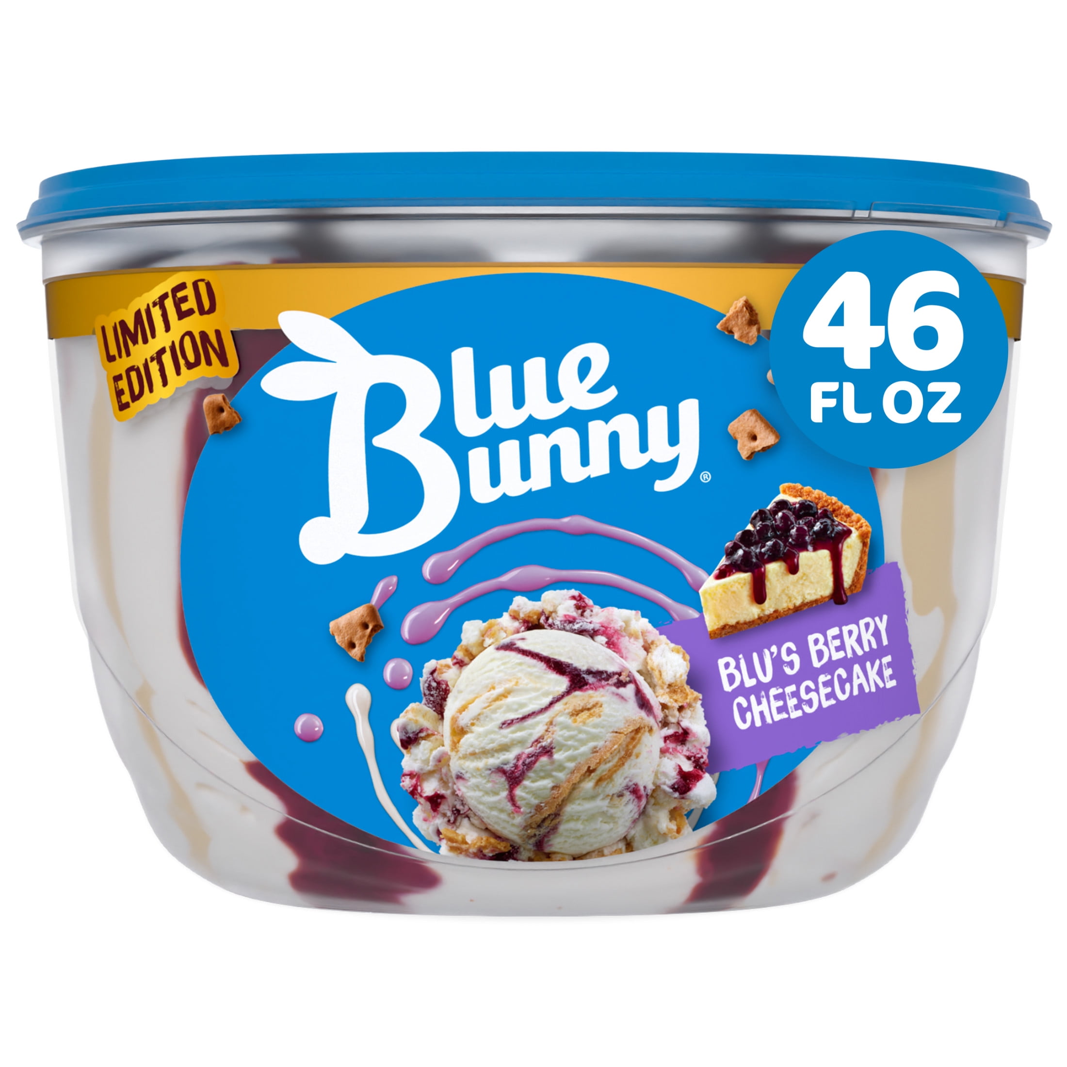 Blue Bunny Limited Edition Blu's Berry Cheesecake Blueberry Frozen Dessert, 46 fl oz Tub
