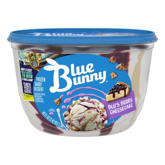 Blue Bunny Blu's Berry Cheesecake Blueberry Frozen Dessert, 46 fl oz Tub