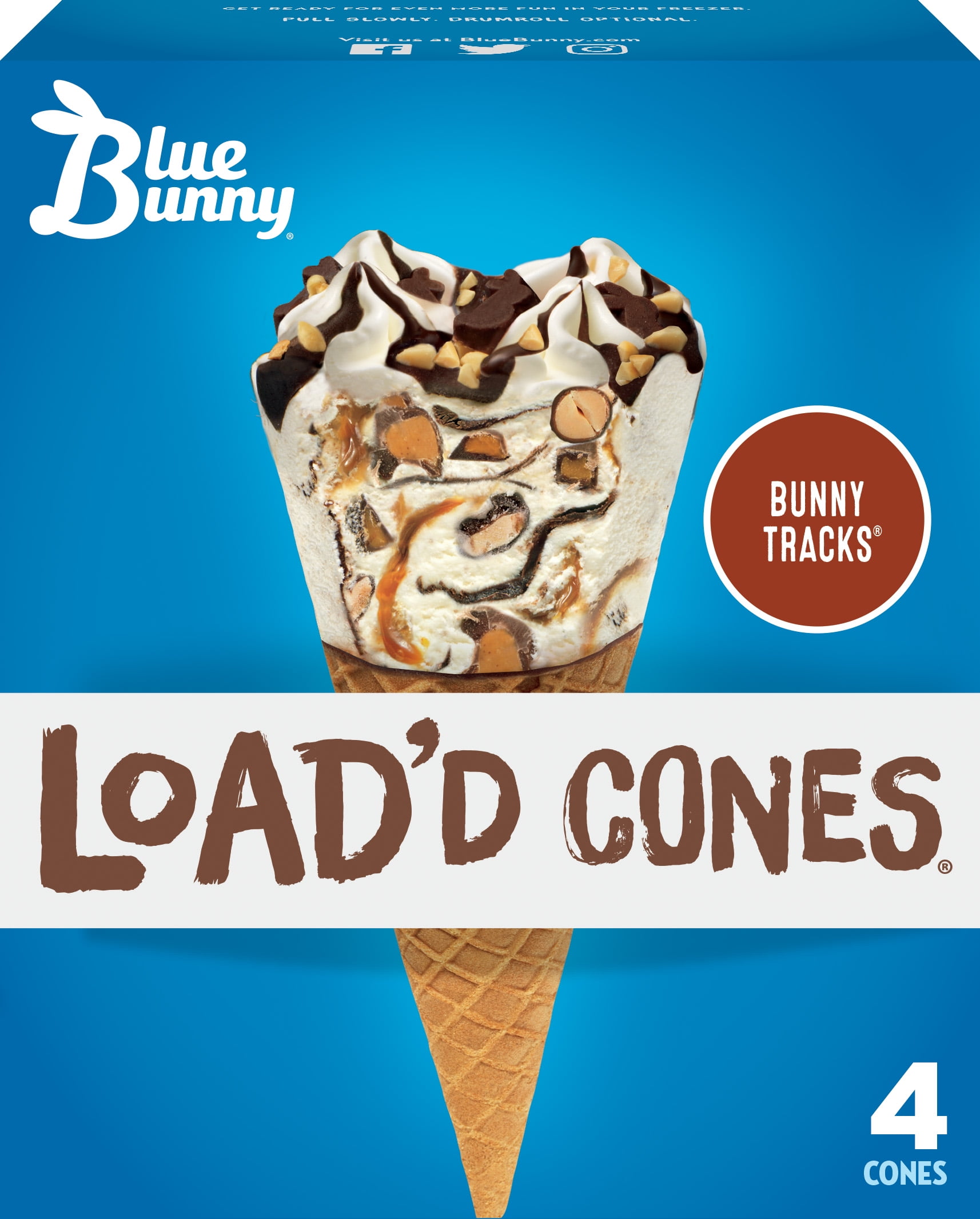 Blue Bunny Loadd Cones Bunny Tracks Frozen Dessert 16 Fl Oz 4 Pack