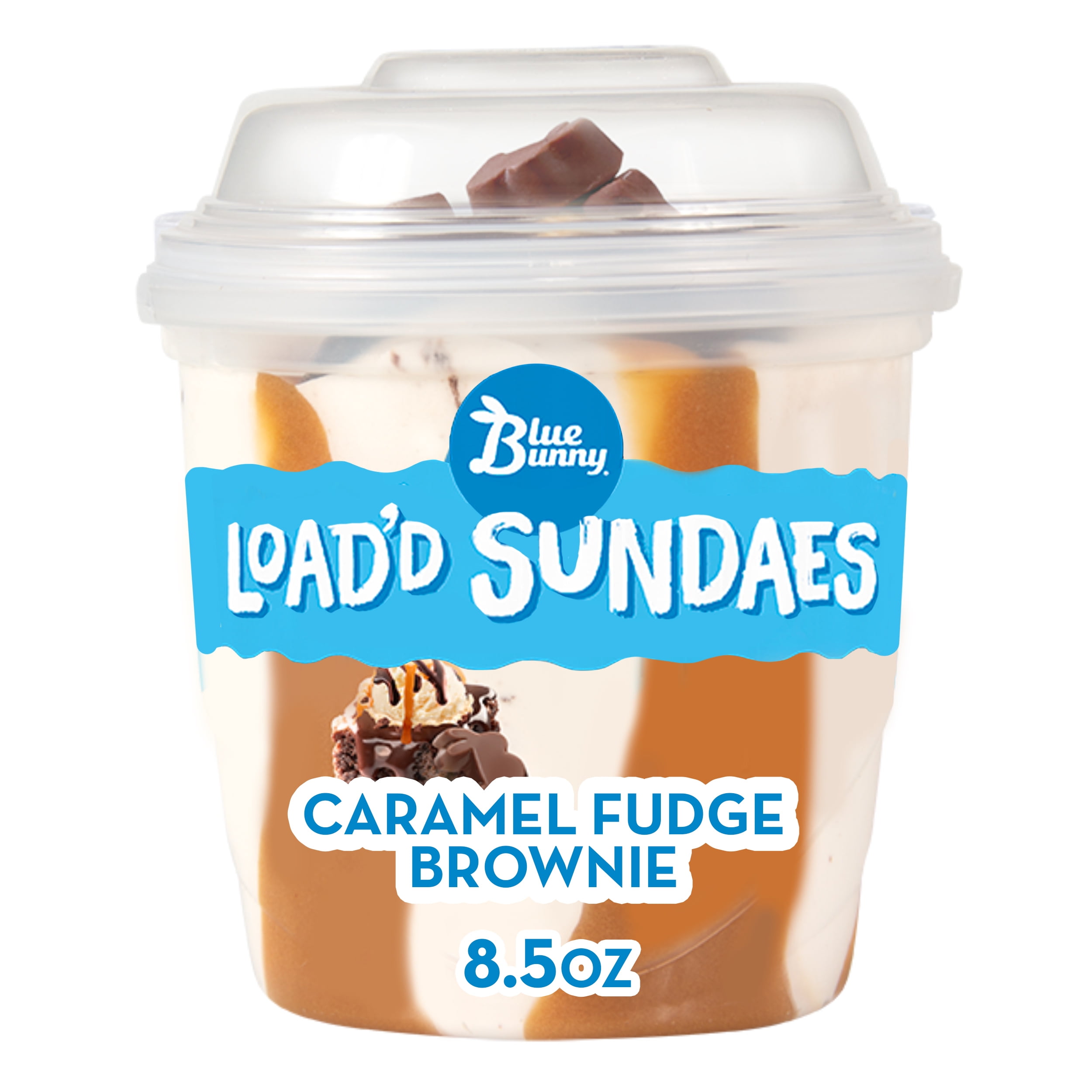 Blue Bunny Load'd Sundaes Caramel Fudge Brownie, Frozen Dessert, 8.5 fl