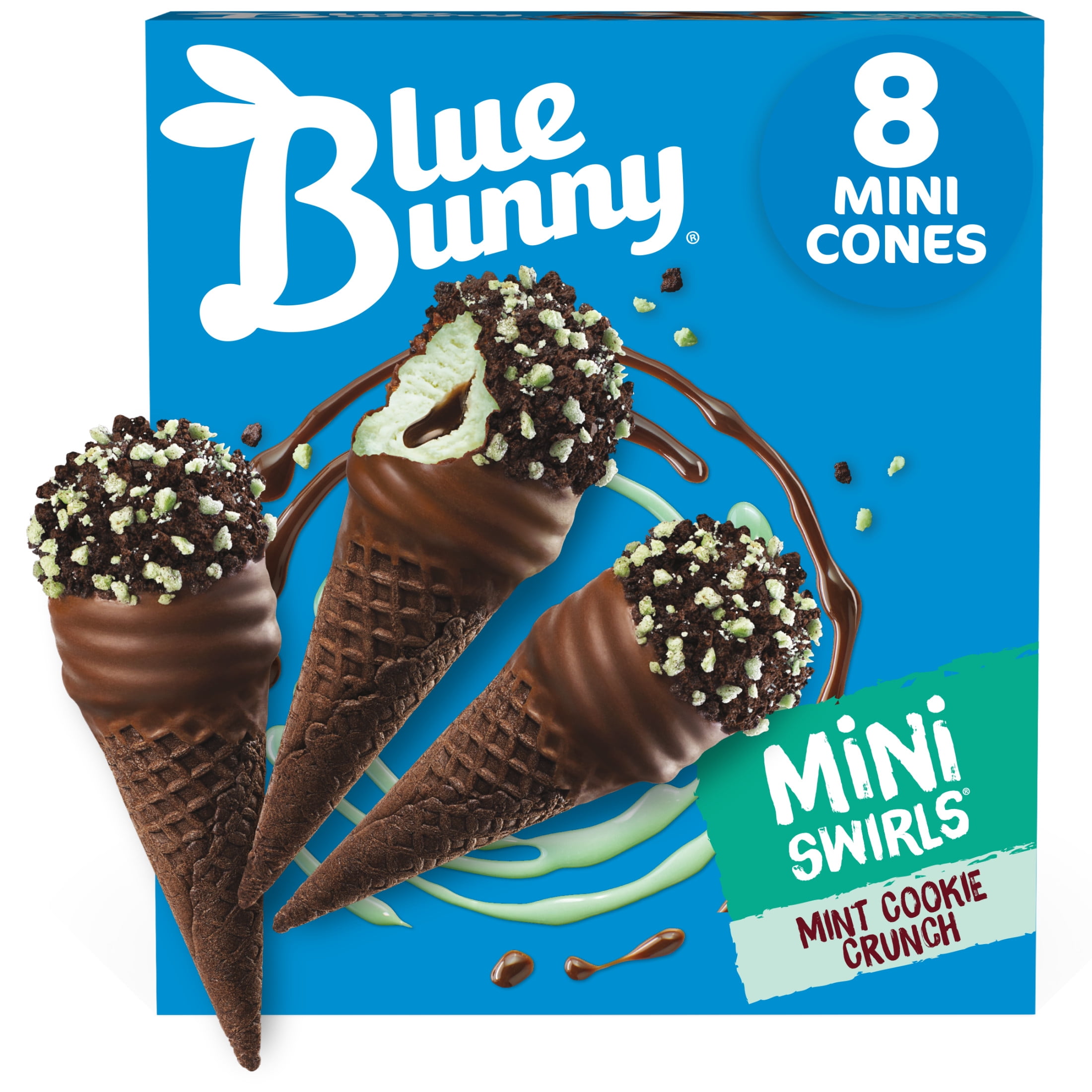 Blue Bunny Mini Swirls Mint Cookie with Chocolate Flavored Coating and ...