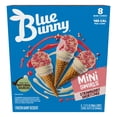 thumbnail image 1 of Blue Bunny Mini Swirls Strawberry Shortcake Cones, Frozen Dessert, 8 Pack, 1 of 13