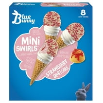 Blue Bunny Mini Swirls Strawberry Shortcake Frozen Dessert Cones, 18.4 fl oz 8 Pack