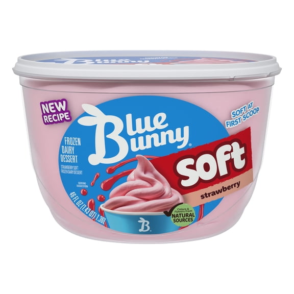 Blue Bunny Soft Strawberry Flavored Frozen Dairy Dessert, 46 fl oz