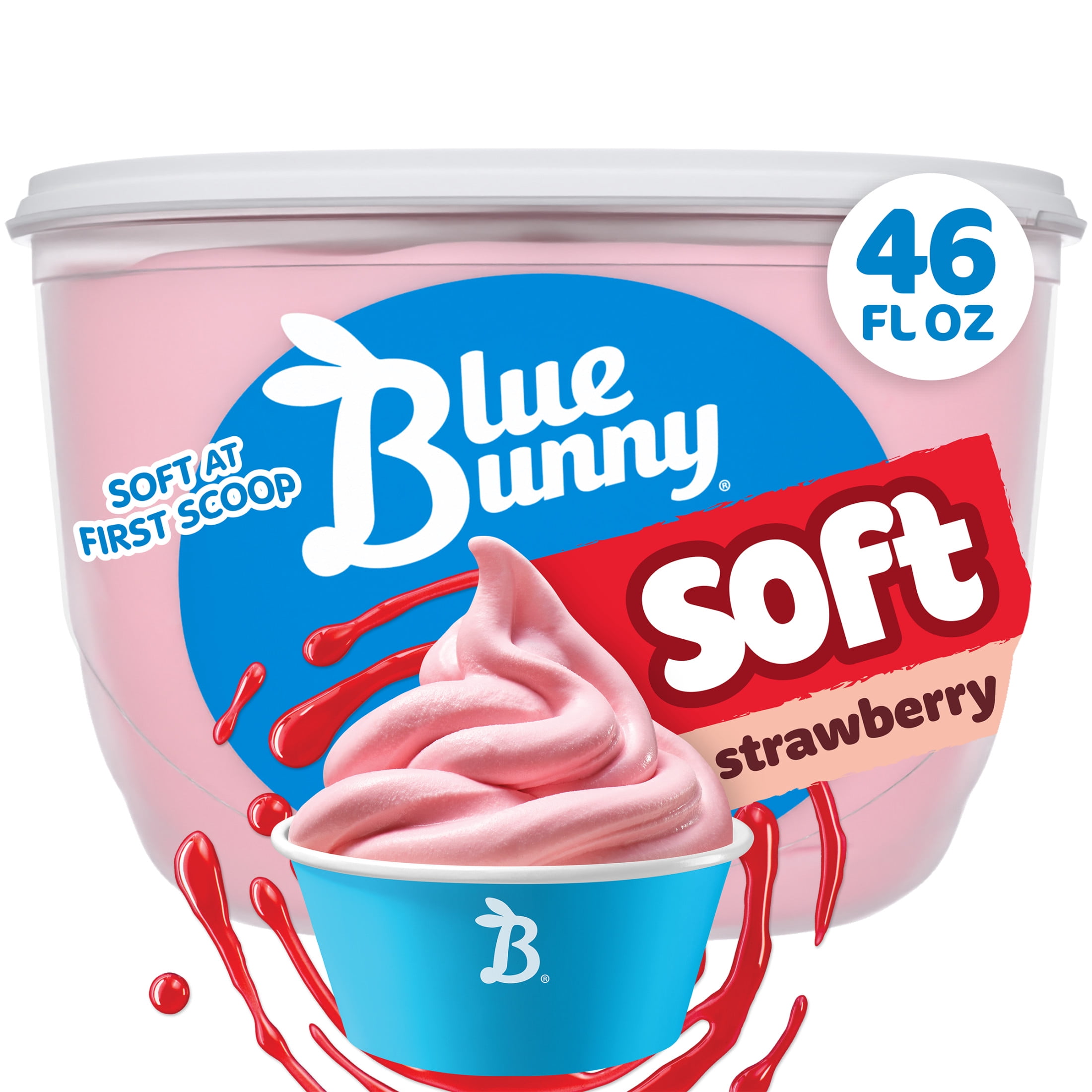 Blue Bunny Soft Strawberry Flavored Premium Frozen Dessert, 46 fl oz