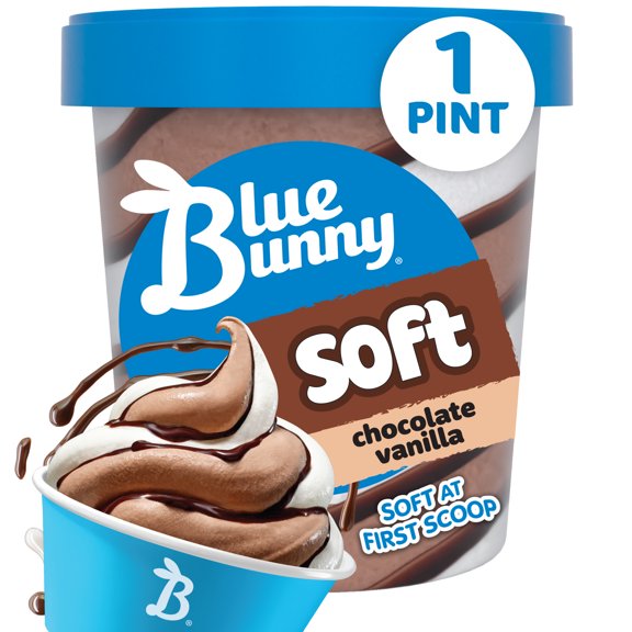 Blue Bunny Soft Chocolate Vanilla Frozen Dessert, 16 fl oz Pint
