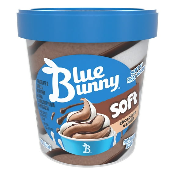 Blue Bunny Soft Chocolate Vanilla Frozen Dessert, 16 fl oz Pint