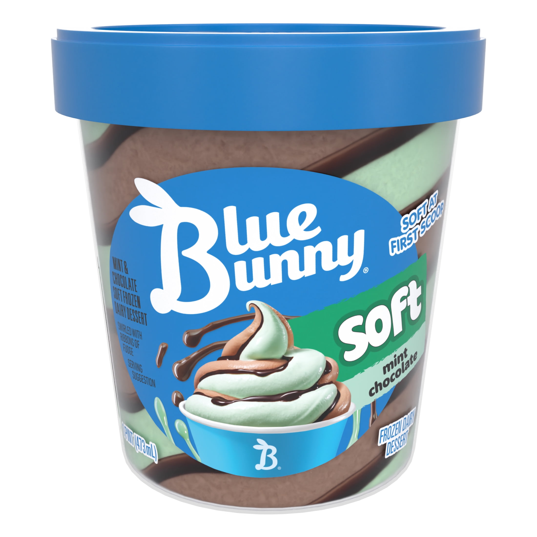 Blue Bunny Soft Mint Chocolate Frozen Dessert, 16 fl oz Pint