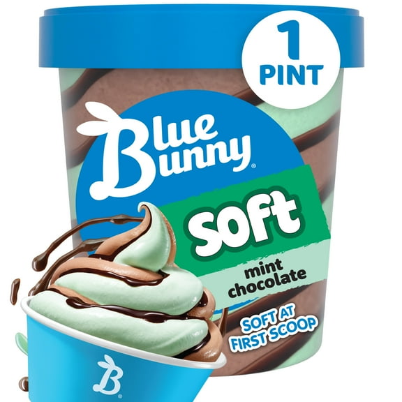 Blue Bunny Soft Mint Chocolate Frozen Dessert, 16 fl oz Pint